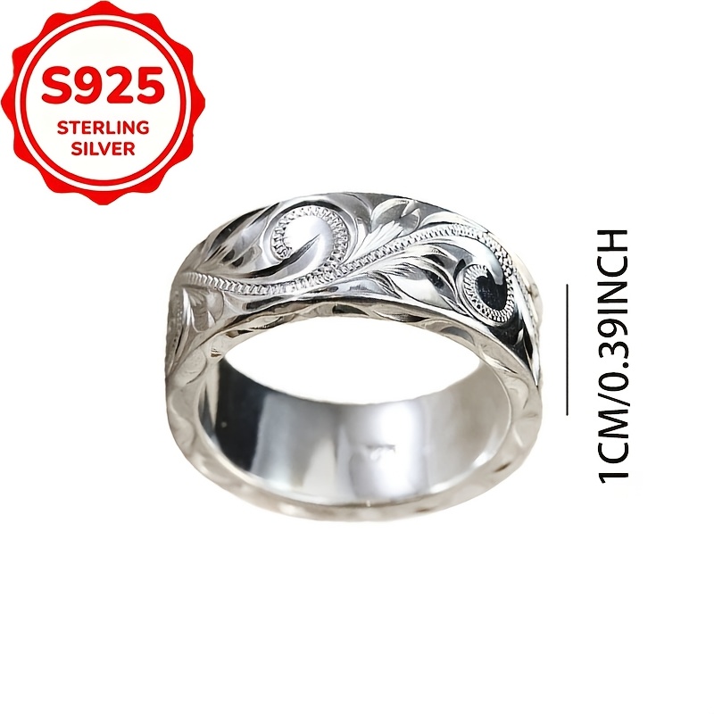 Women's S925 Silver Relief Vine Ring, Unique Design Gift
